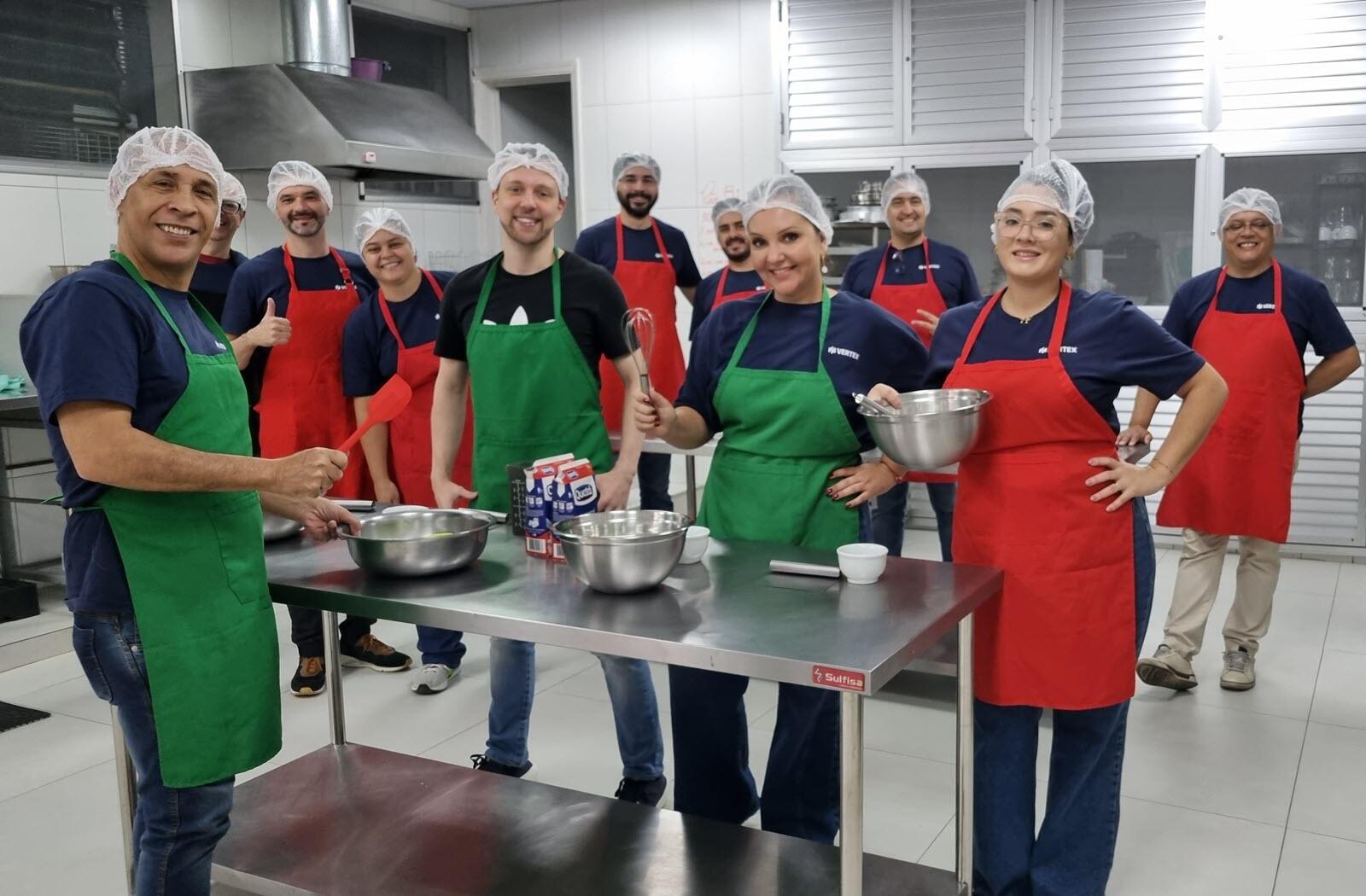 Vertex volunteers to cook food for those in need.